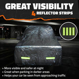 Mockins 190 in. x 75 in. x 72 in. Water Resistant Car Cover with Zipper Door - 190T Silver Polyester - Medium SUV Cover