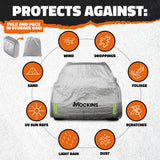 Mockins 190 in. x 75 in. x 72 in. Water Resistant Car Cover with Zipper Door - 190T Silver Polyester - Medium SUV Cover