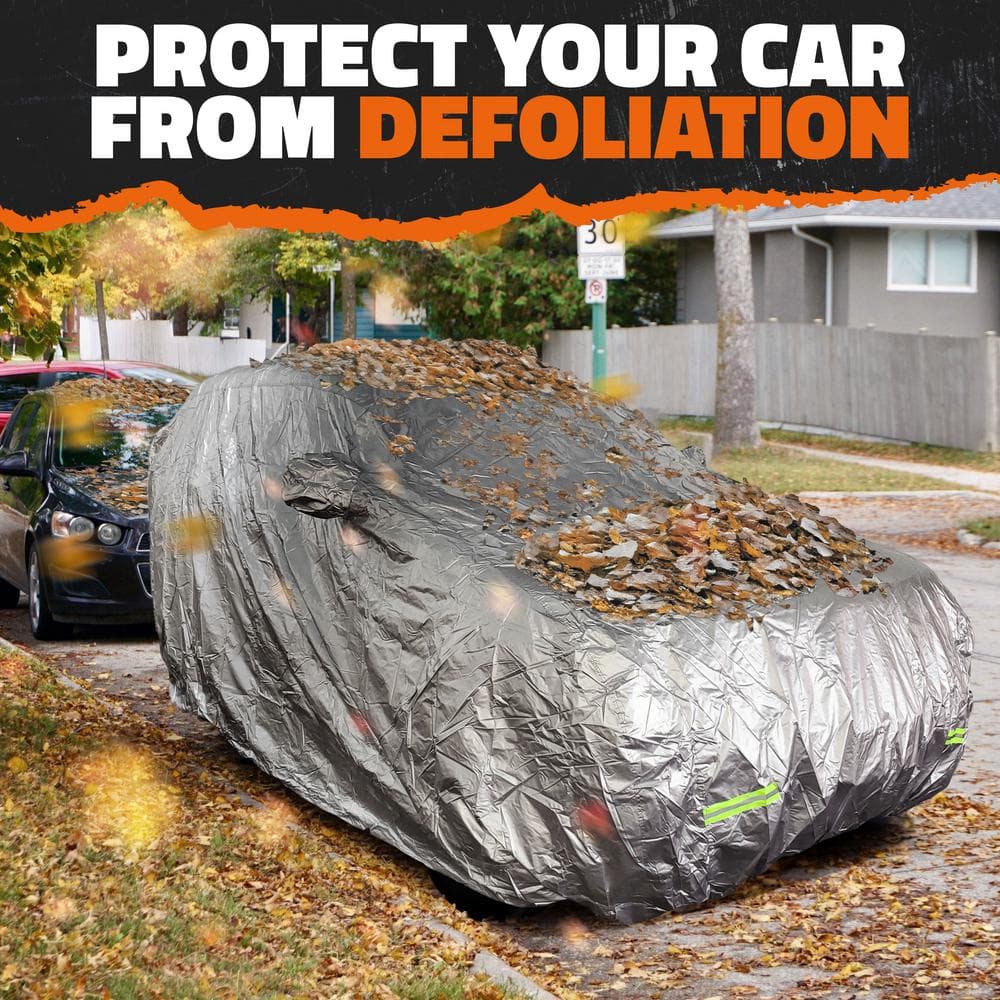 Mockins 190 in. x 75 in. x 72 in. Water Resistant Car Cover with Zipper Door - 190T Silver Polyester - Medium SUV Cover