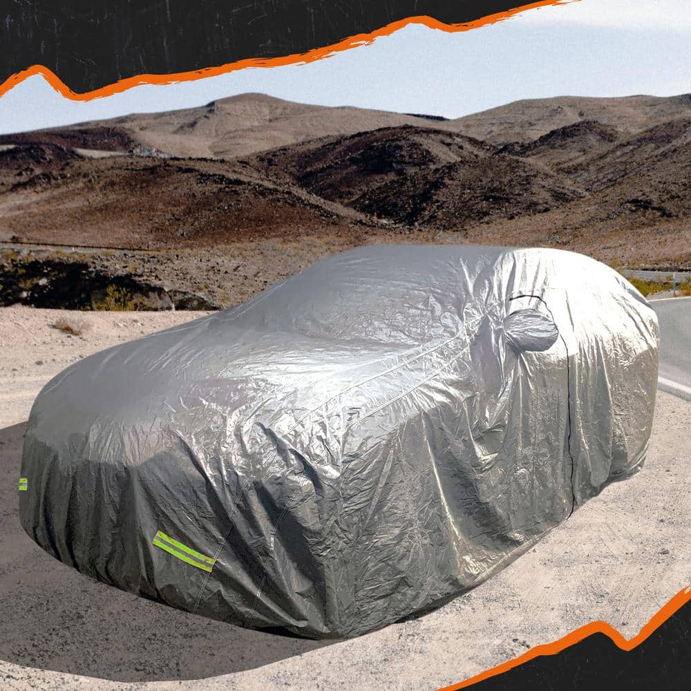 Mockins 190 in. x 75 in. x 72 in. Water Resistant Car Cover with Zipper Door - 190T Silver Polyester - Medium SUV Cover