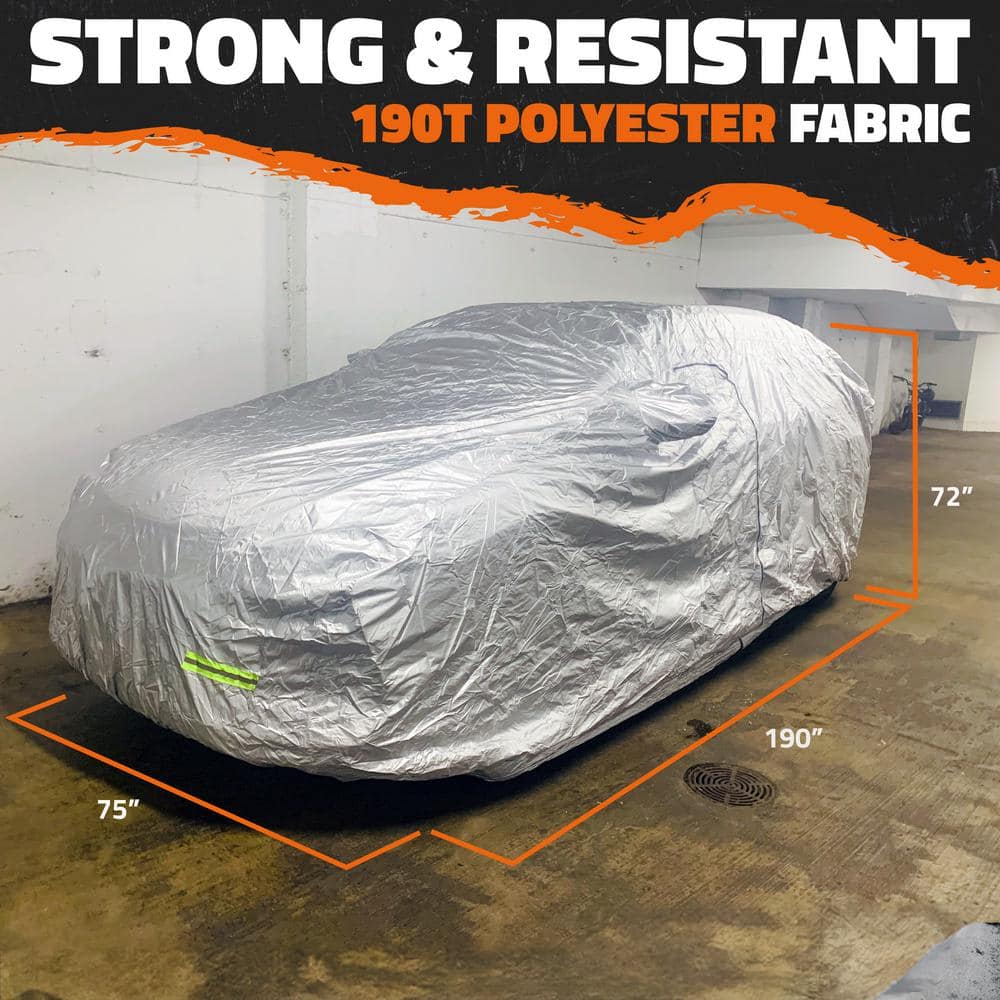 Mockins 190 in. x 75 in. x 72 in. Water Resistant Car Cover with Zipper Door - 190T Silver Polyester - Medium SUV Cover