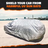 Mockins 190 in. x 75 in. x 72 in. Water Resistant Car Cover with Zipper Door - 190T Silver Polyester - Medium SUV Cover
