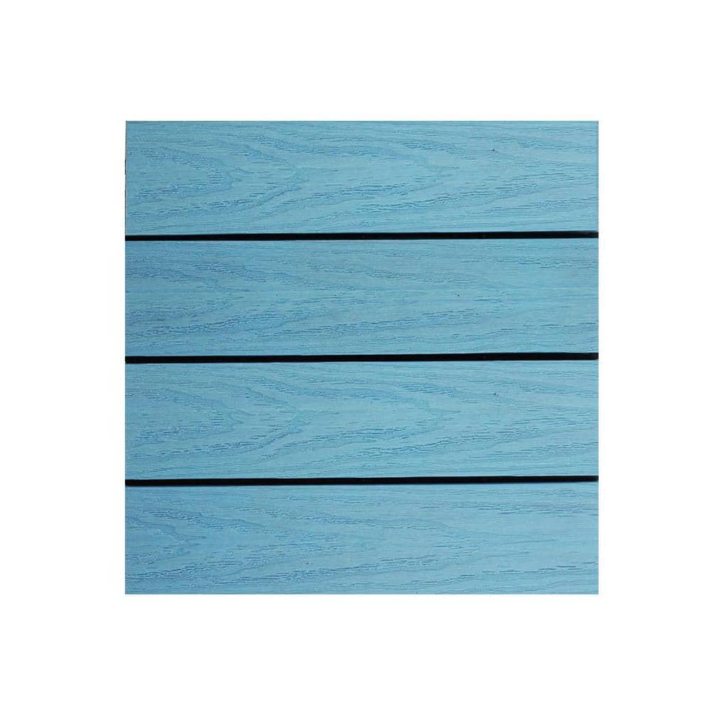 NewTechWood UltraShield Naturale 1 ft. x 1 ft. Quick Deck Outdoor Composite Deck Tile in Grecian Blue (10 sq. ft. Per Box)