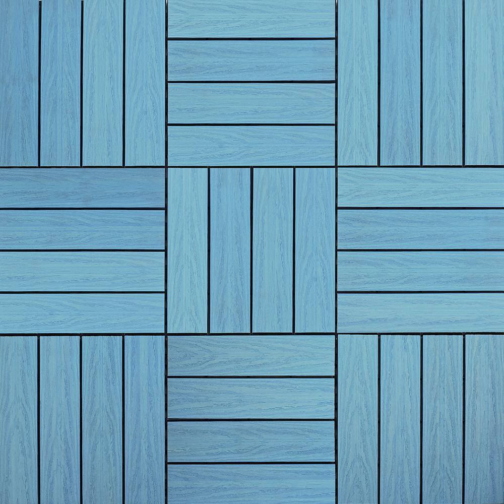 NewTechWood UltraShield Naturale 1 ft. x 1 ft. Quick Deck Outdoor Composite Deck Tile in Grecian Blue (10 sq. ft. Per Box)