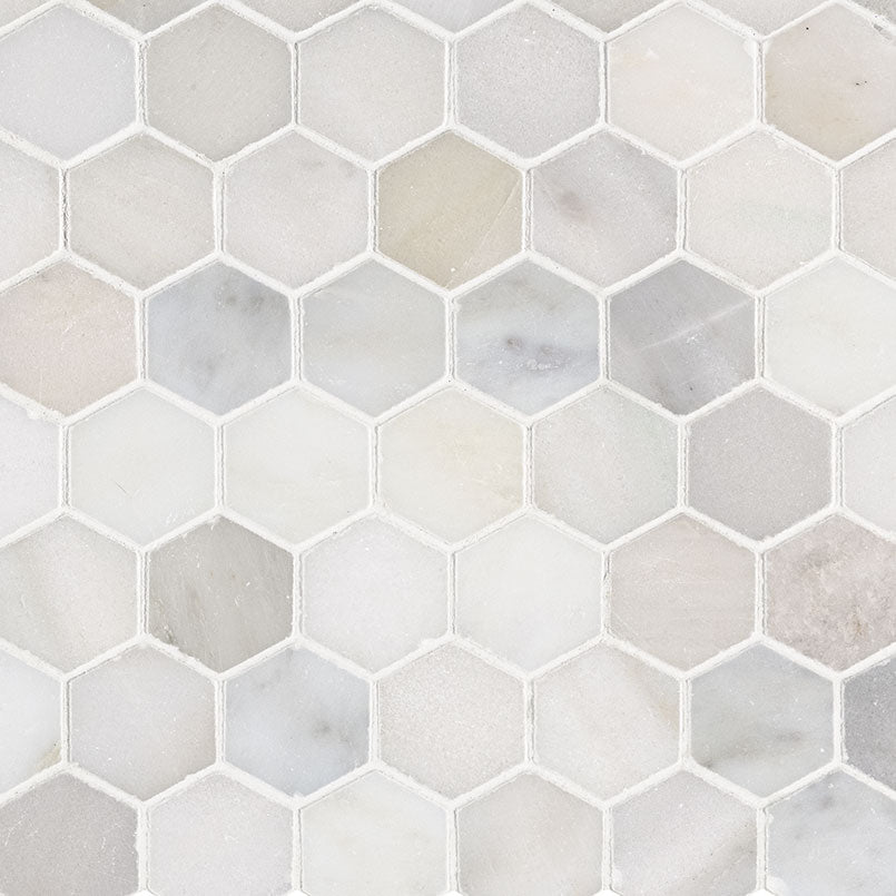MSI Greecian White Hexagon 12 in. x 11.75 in. x 10mm Polished Marble Mesh-Mounted Mosaic Tile (9.8 sq. ft. / case)