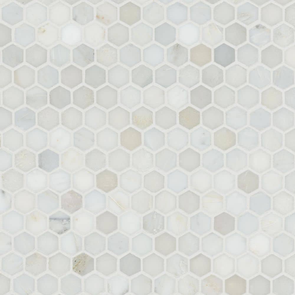 MSI Greecian White Mini Hexagon 12 in. x 12 in. x 10mm Polished Marble Mesh-Mounted Mosaic Tile (10 sq. ft. / Case)