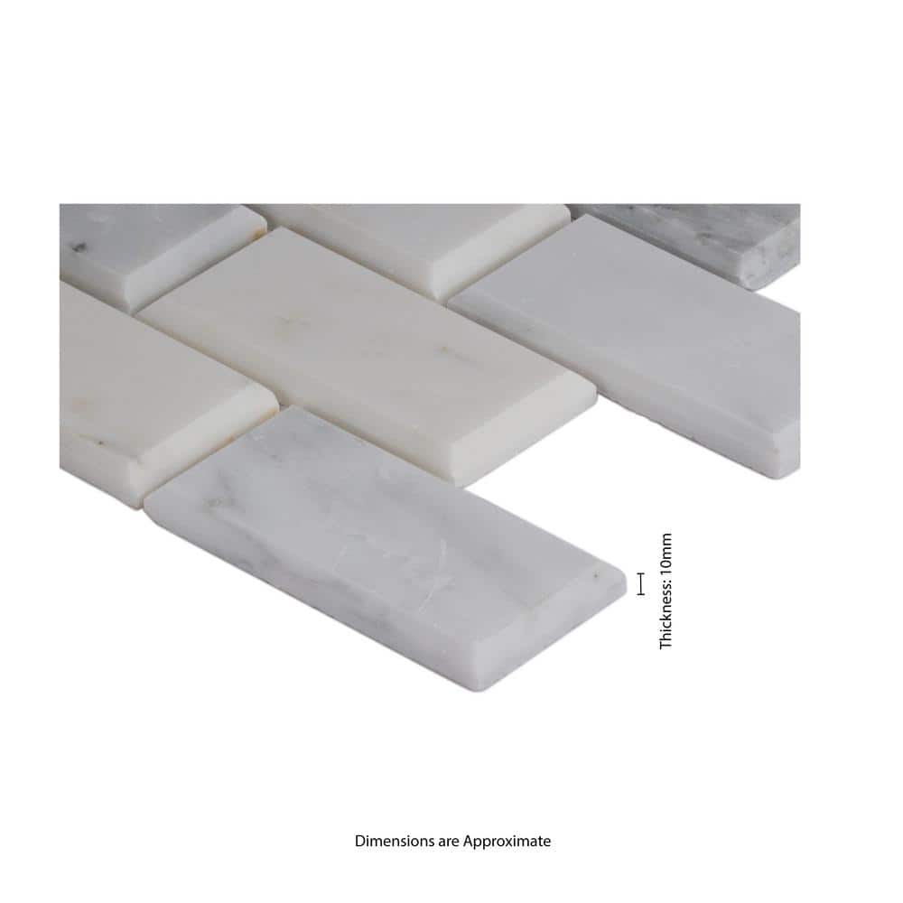 MSI Greecian White Beveled 12 in. x 12 in. x 10 mm Polished Marble Mesh-Mounted Mosaic Tile (1 sq. ft.)