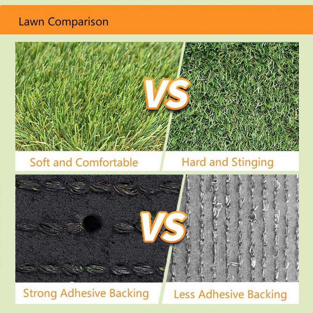 Agfabric 12 ft. x 6 ft. Green Artificial Grass Carpet 1.37 in. Mat for Outdoor Garden Landscape Balcony Dog Grass Rug