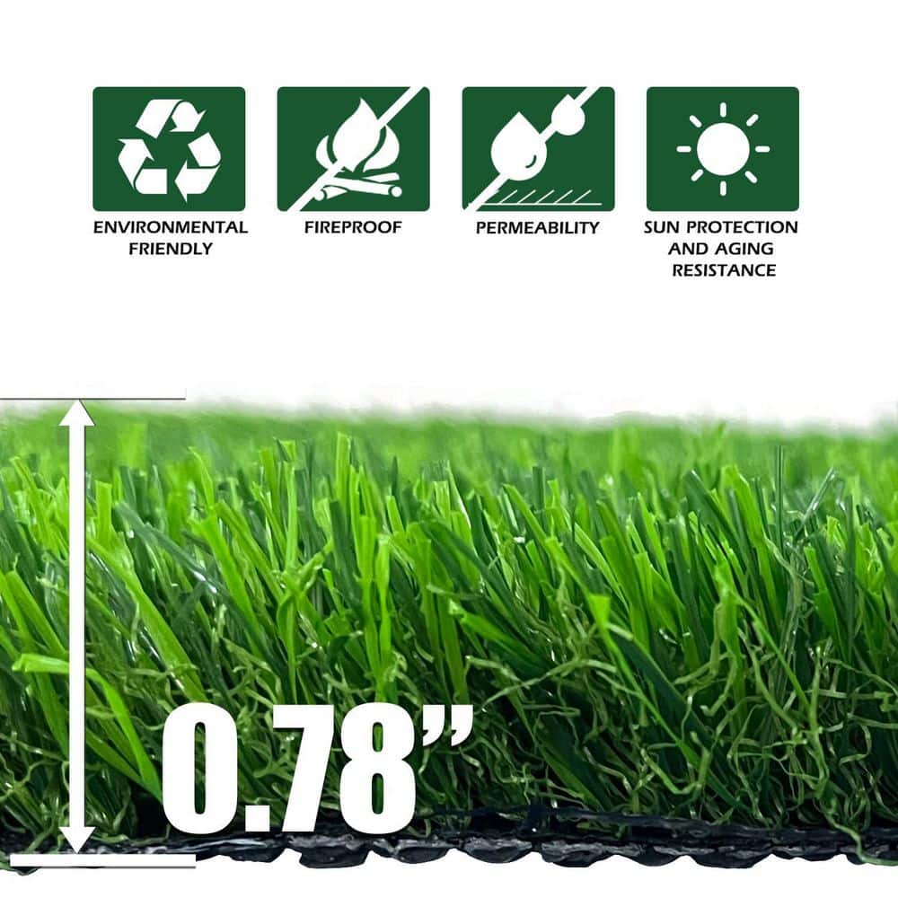 Agfabric 6 ft. x 10 ft. Green Artificial Grass Carpet 0.78 in. Mat for Outdoor Garden Landscape Balcony Dog Grass Rug