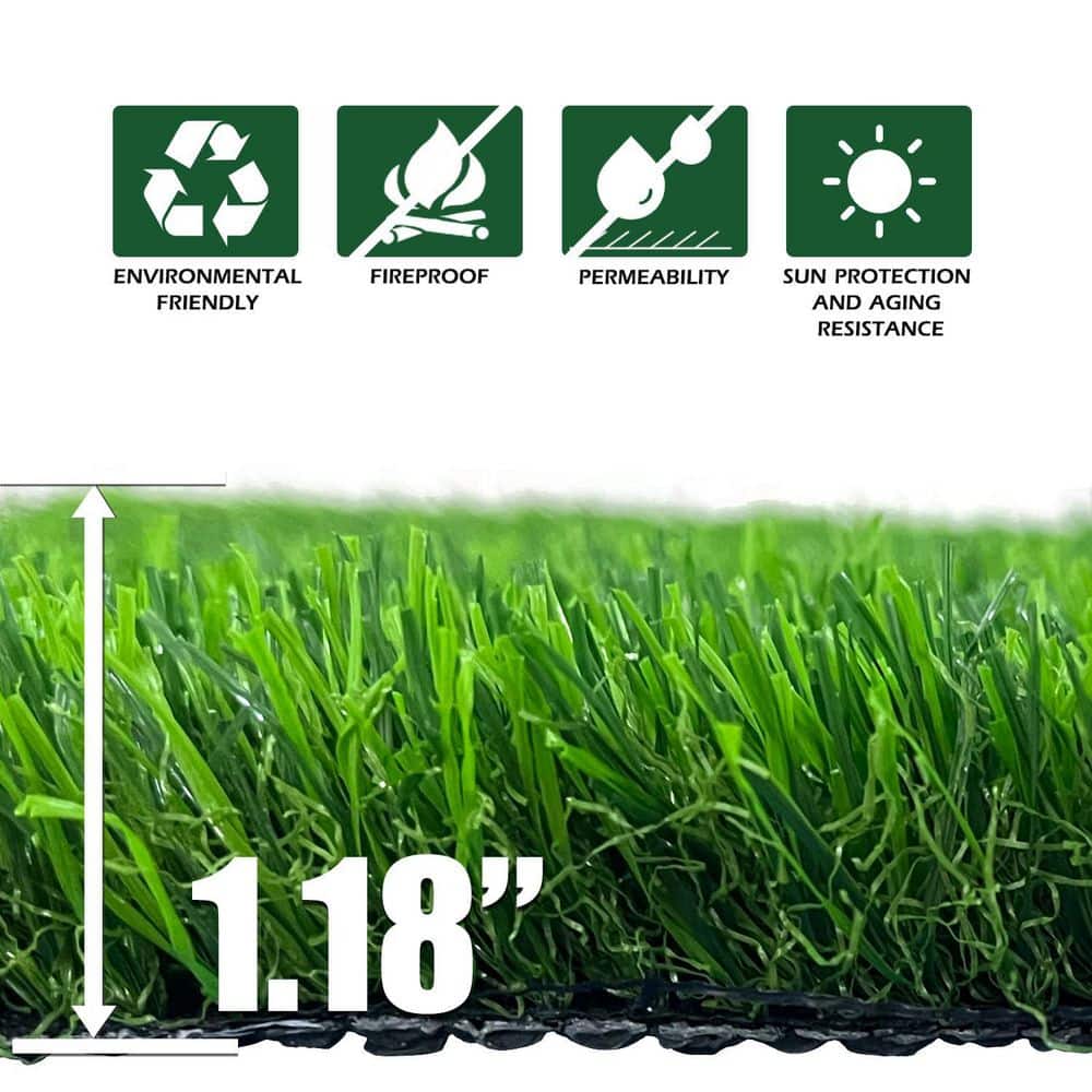 Agfabric 6 ft. x 10 ft. Green Artificial Grass Carpet 1.18 in. Mat for Outdoor Garden Landscape Balcony Dog Grass Rug