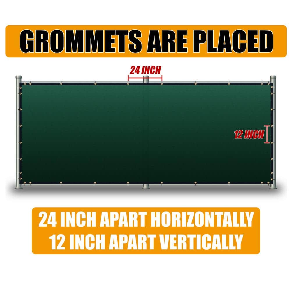 AMGO 4 ft. H x 25 ft. W Green Fence Outdoor Privacy Screen with Black Edge Bindings and Grommets