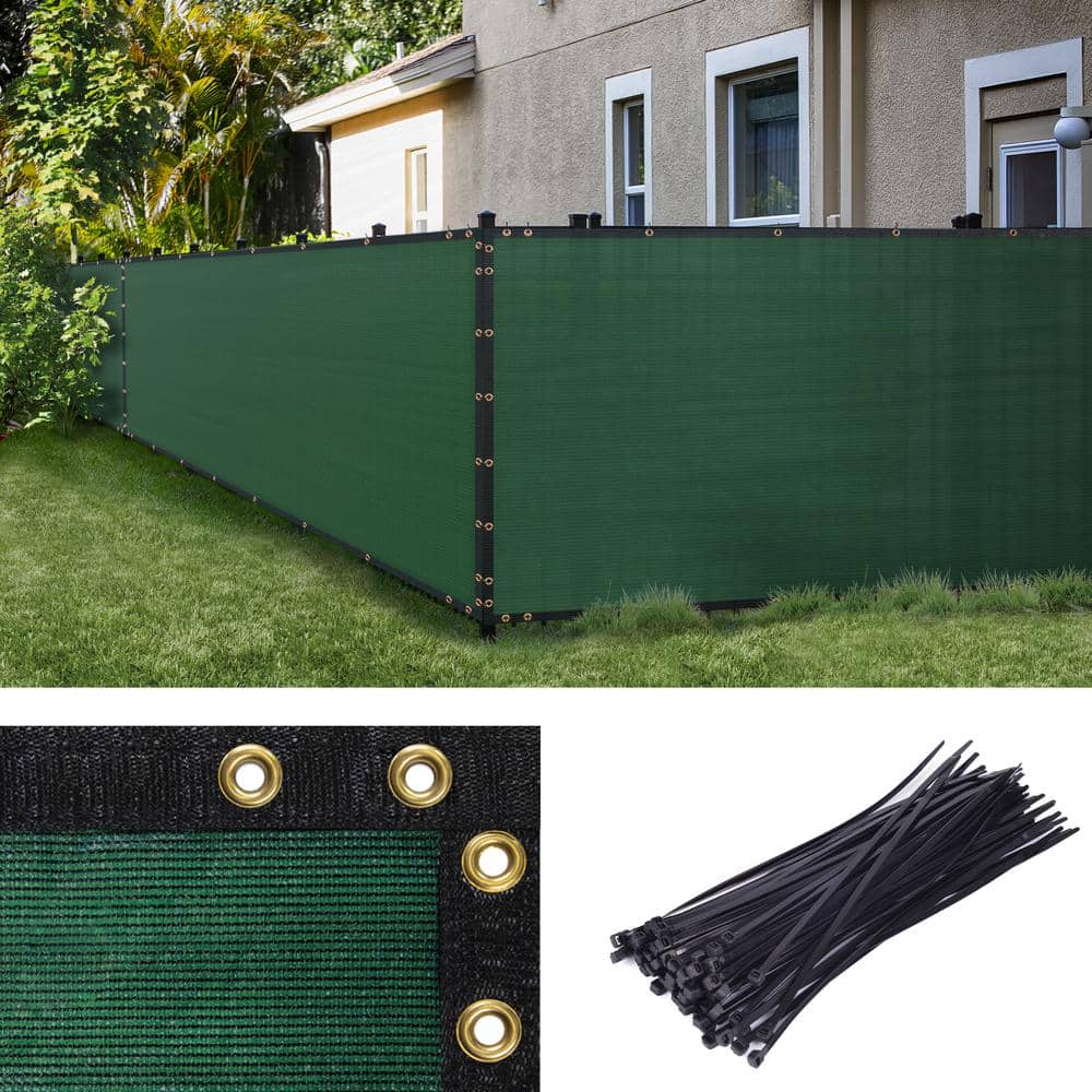 AMGO 4 ft. H x 25 ft. W Green Fence Outdoor Privacy Screen with Black Edge Bindings and Grommets