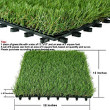 Angel Sar 1 ft. x 1 ft. Composite Green Artificial Grass Turf Interlocking Deck Tiles, Fake Grass Self-Draining Mat (9-Pieces)