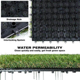 Angel Sar 1 ft. x 1 ft. Composite Green Artificial Grass Turf Interlocking Deck Tiles, Fake Grass Self-Draining Mat (9-Pieces)