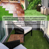 Angel Sar 1 ft. x 1 ft. Composite Green Artificial Grass Turf Interlocking Deck Tiles, Fake Grass Self-Draining Mat (9-Pieces)