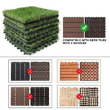 Angel Sar 1 ft. x 1 ft. Composite Green Artificial Grass Turf Interlocking Deck Tiles, Fake Grass Self-draining Mat (18-Piece)