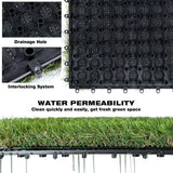 Angel Sar 1 ft. x 1 ft. Composite Green Artificial Grass Turf Interlocking Deck Tiles, Fake Grass Self-draining Mat (18-Piece)