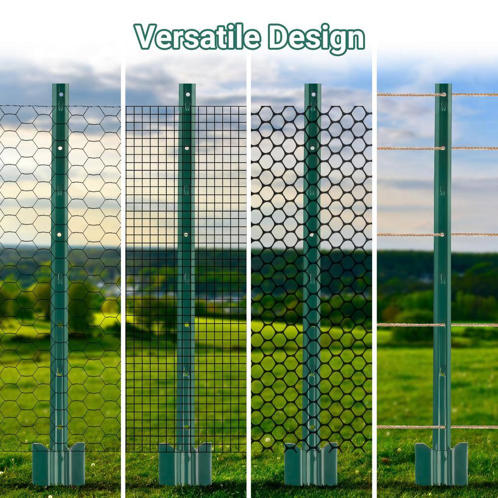 Angel Sar 3 ft. Light Duty Metal Fence Posts, Steel Fence U-Post for Wire Fence Corner Anchor Poultry Farm (5-Pack)