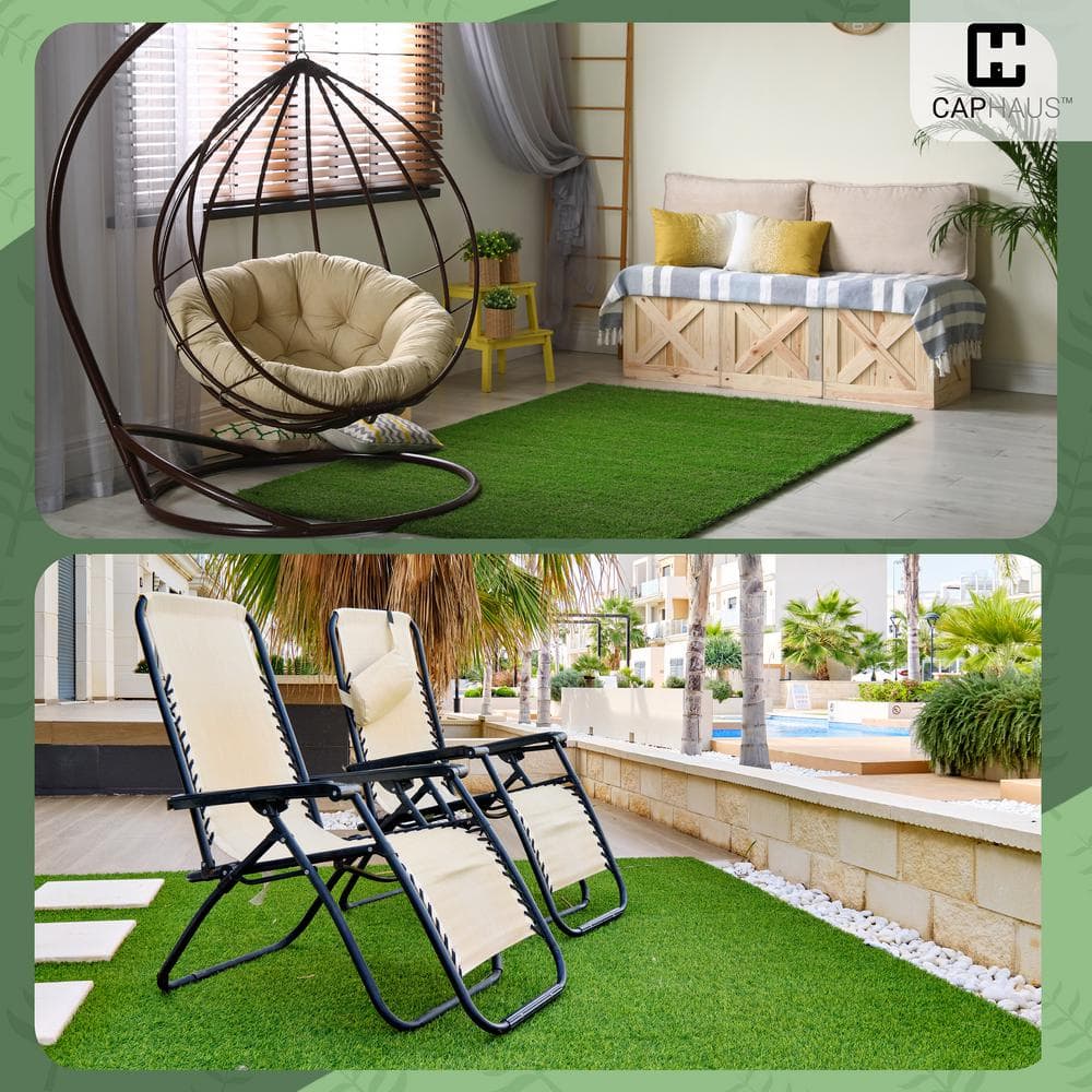 CAPHAUS Green 6 ft. x 10 ft. Artificial Grass Turf, Grass Pad Mat for Pets, Fake Grass Rugs for Garden, Lawn, Patio & Balcony