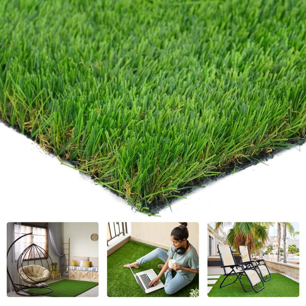 CAPHAUS Green 6 ft. x 10 ft. Artificial Grass Turf, Grass Pad Mat for Pets, Fake Grass Rugs for Garden, Lawn, Patio & Balcony