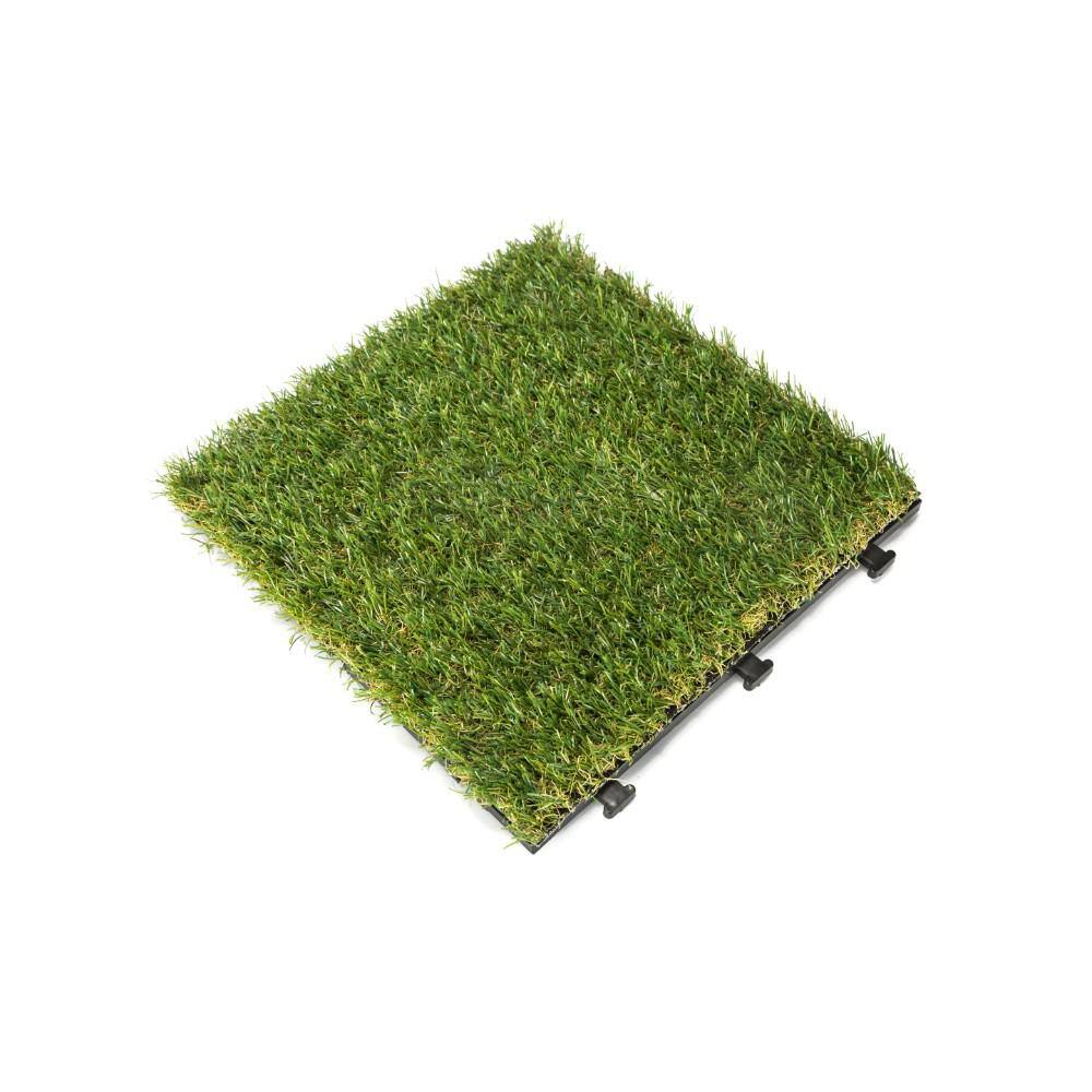 Courtyard Casual 1 ft. x 1 ft. Vinyl Grass Deck Tile in Green (9-Piece)