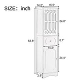 FUNKOL 14.2 in. W x 16.5 in. D x 63.8 in. H Ready to Assemble Floor Base Kitchen Cabinet in Green with 2-Doors and 1-Drawer