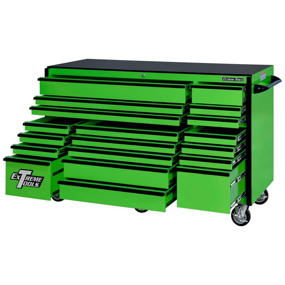 Extreme Tools RX Series 72 in. W x 25 in. D 19-Drawer Rolling Cabinet Tool Chest in Green with Black Handles