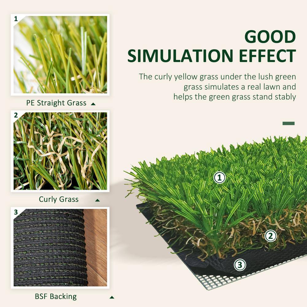 Huluwat 3 ft. x 10 ft. Green Thick Realistic Artificial Grass Rug with Simulated Look and Feel UV Protection 1.25" Pile Height