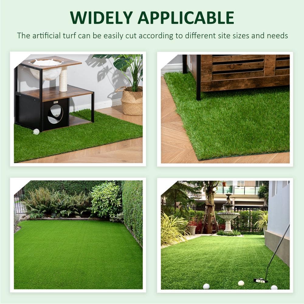 Huluwat 3 ft. x 10 ft. Green Thick Realistic Artificial Grass Rug with Simulated Look and Feel UV Protection 1.25" Pile Height