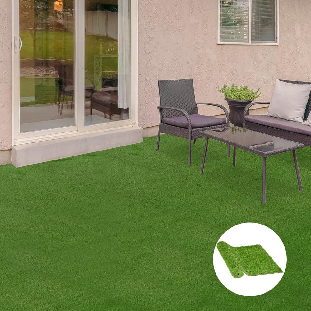 Huluwat 3 ft. x 10 ft. Green Thick Realistic Artificial Grass Rug with Simulated Look and Feel UV Protection 1.25" Pile Height