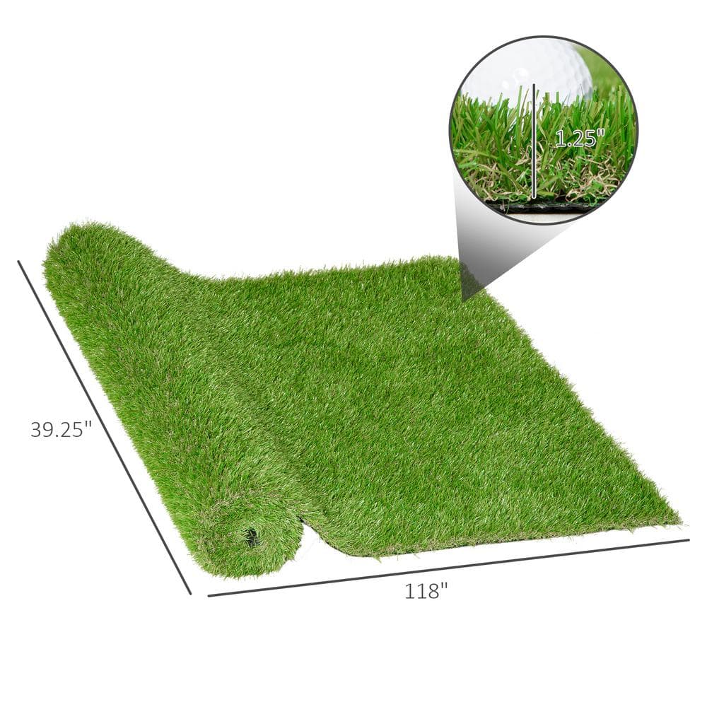 Huluwat 3 ft. x 10 ft. Green Thick Realistic Artificial Grass Rug with Simulated Look and Feel UV Protection 1.25" Pile Height
