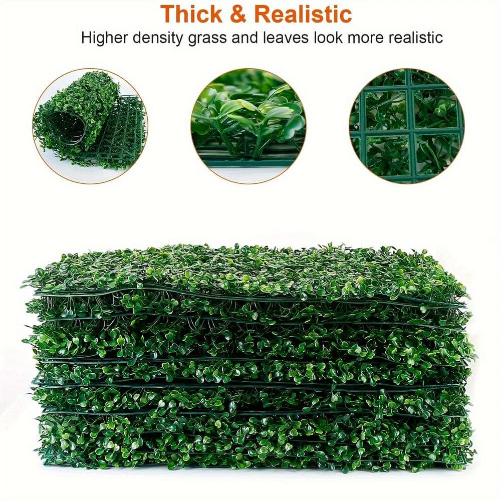 ITOPFOX 12-Piece Green Artificial Boxwood Hedge Plant Grass Backdrop Fence Privacy Screen Grass for Balcony Garden Fence
