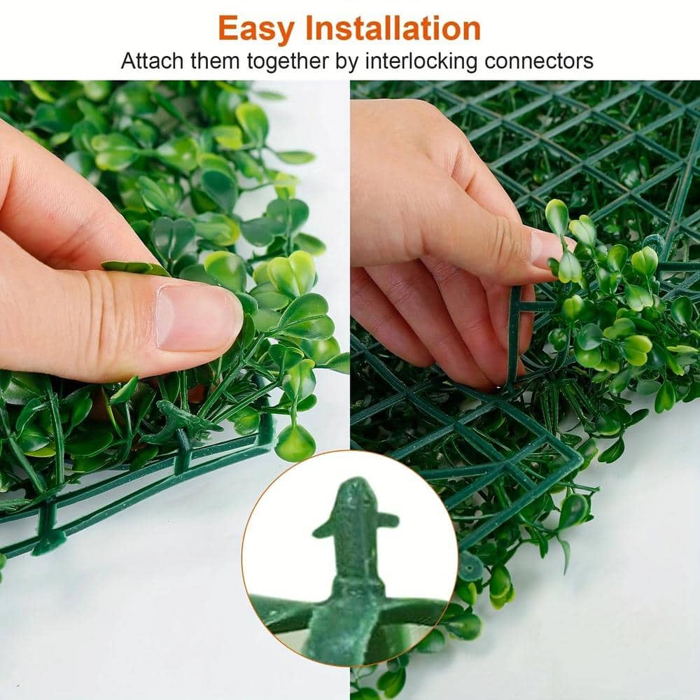 ITOPFOX 12-Piece Green Artificial Boxwood Hedge Plant Grass Backdrop Fence Privacy Screen Grass for Balcony Garden Fence