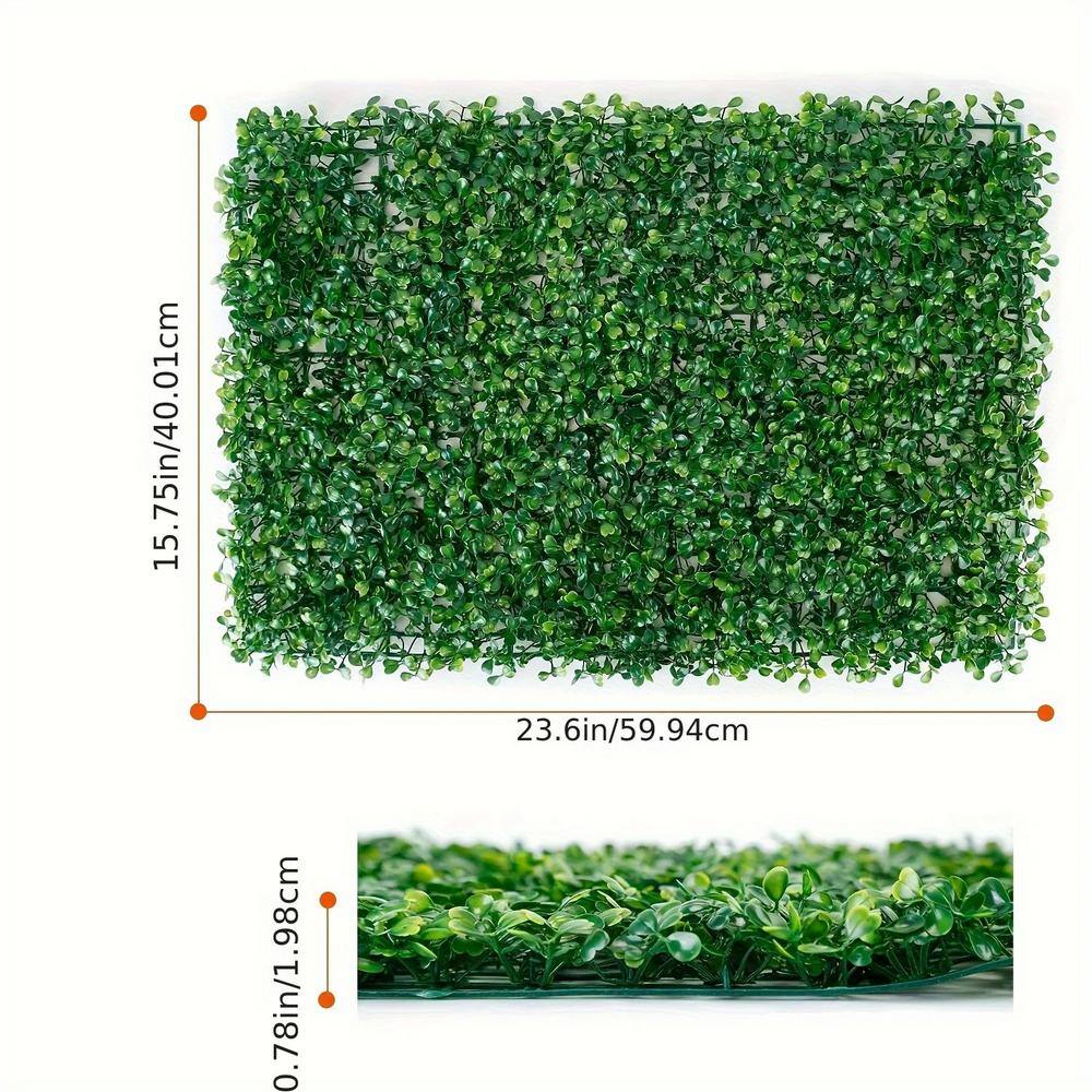 ITOPFOX 12-Piece Green Artificial Boxwood Hedge Plant Grass Backdrop Fence Privacy Screen Grass for Balcony Garden Fence