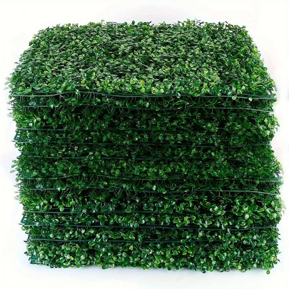 ITOPFOX 12-Piece Green Artificial Boxwood Hedge Plant Grass Backdrop Fence Privacy Screen Grass for Balcony Garden Fence