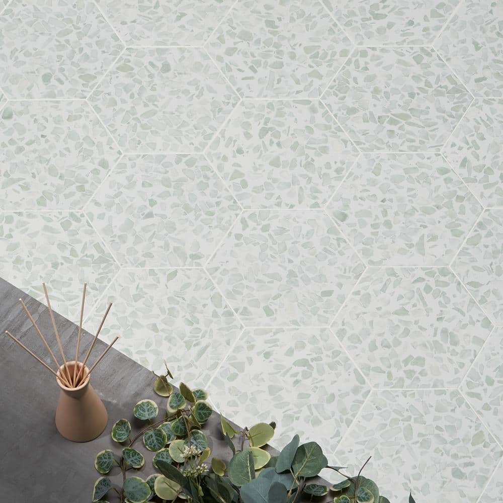 Ivy Hill Tile Fusion Hex Green Terrazzo 9.13 in. x 10.51 in. Matte Porcelain Floor and Wall Tile (8.07 sq. ft./Case)