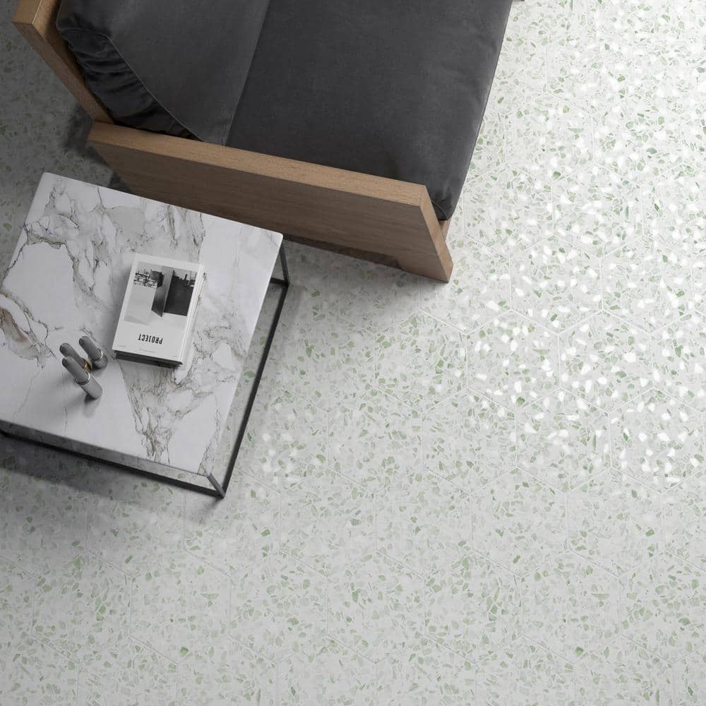 Ivy Hill Tile Fusion Hex Green Terrazzo 9.13 in. x 10.51 in. Matte Porcelain Floor and Wall Tile (8.07 sq. ft./Case)