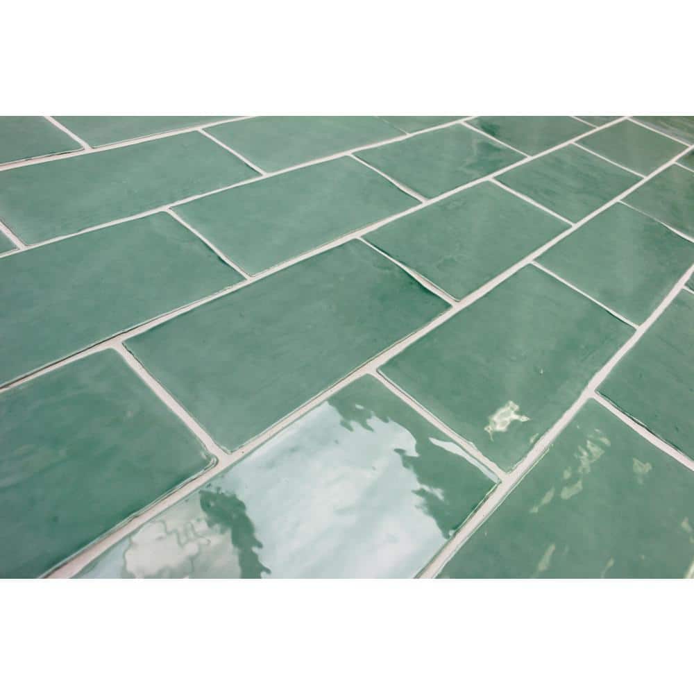 Ivy Hill Tile Catalina Green Lake 3 in. x 6 in. x 8 mm Polished Ceramic Subway Wall Tile (5.38 sq.ft./case)