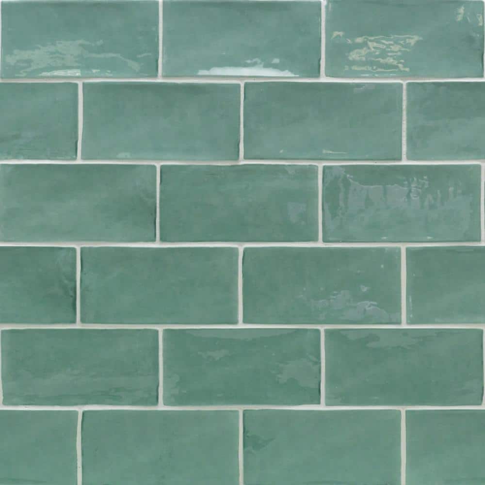 Ivy Hill Tile Catalina Green Lake 3 in. x 6 in. x 8 mm Polished Ceramic Subway Wall Tile (5.38 sq.ft./case)