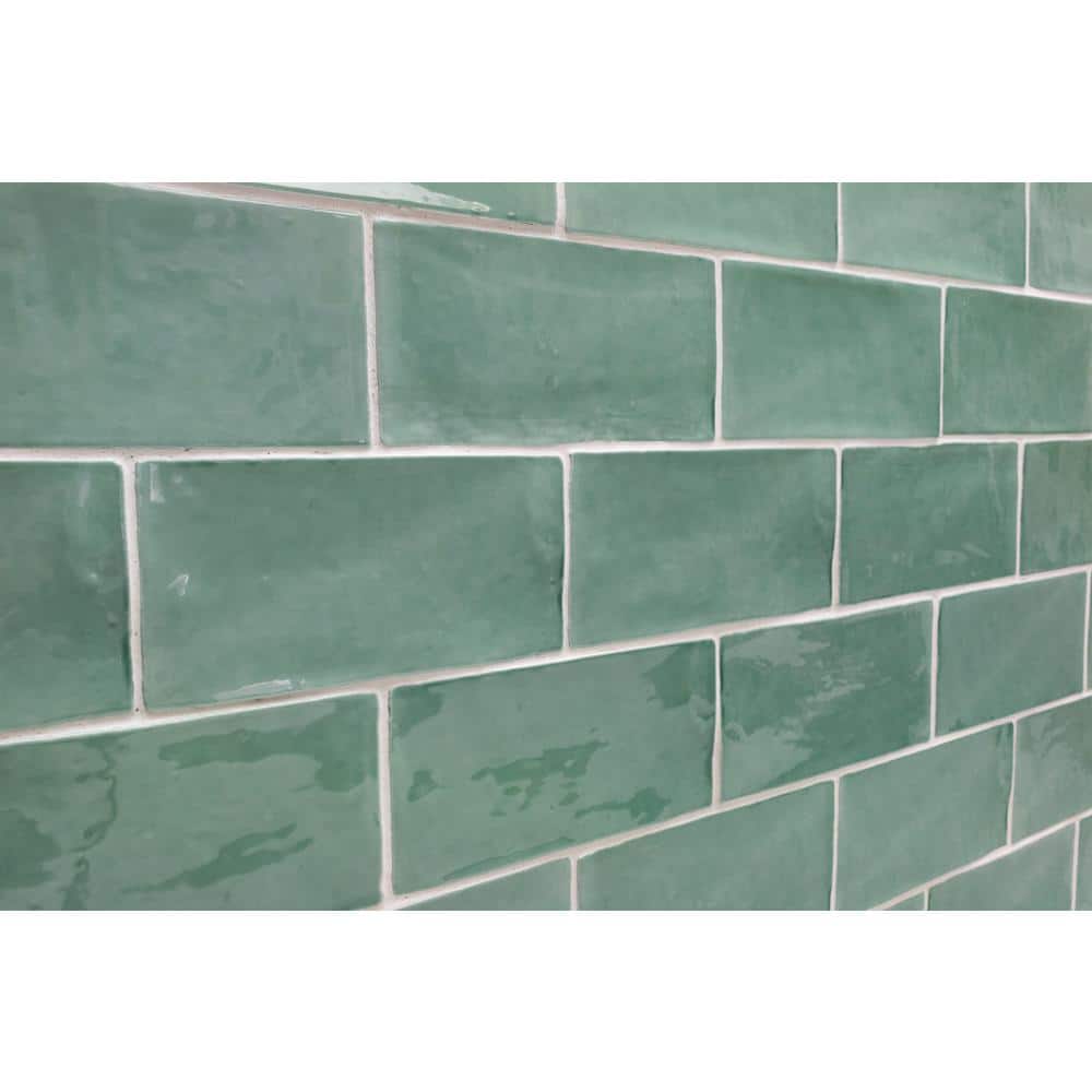Ivy Hill Tile Catalina Green Lake 3 in. x 6 in. x 8 mm Polished Ceramic Subway Wall Tile (5.38 sq.ft./case)