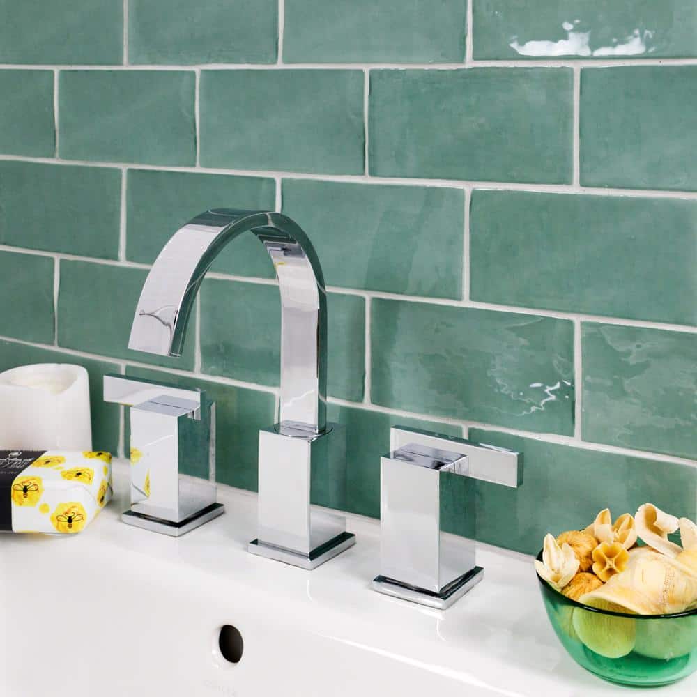 Ivy Hill Tile Catalina Green Lake 3 in. x 6 in. x 8 mm Polished Ceramic Subway Wall Tile (5.38 sq.ft./case)