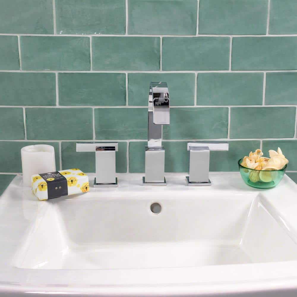 Ivy Hill Tile Catalina Green Lake 3 in. x 6 in. x 8 mm Polished Ceramic Subway Wall Tile (5.38 sq.ft./case)