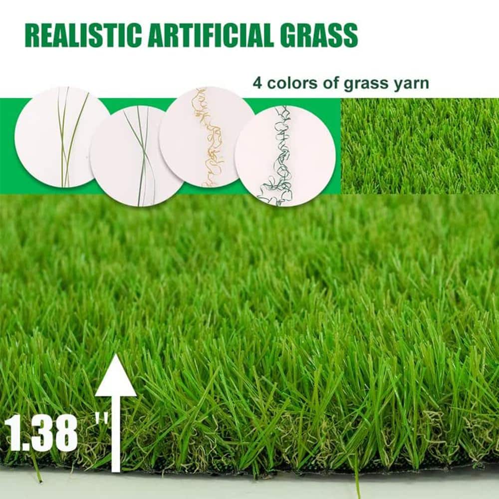 LITA ECO 1.38 Pile Height 6 ft. x 8 ft. Green Artificial Grass Turf