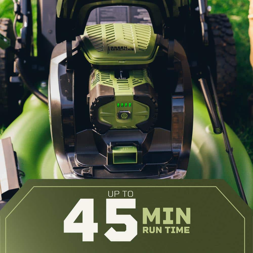 Green Machine 62V Cordless 3-in-1 High Wheel Push Walk Behind Mower, Brushless 22 In. Cutting Width with 4Ah Battery and Rapid Charger