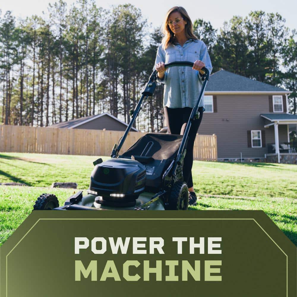 Green Machine 62V Cordless 3-in-1 High Wheel Push Walk Behind Mower, Brushless 22 In. Cutting Width with 4Ah Battery and Rapid Charger
