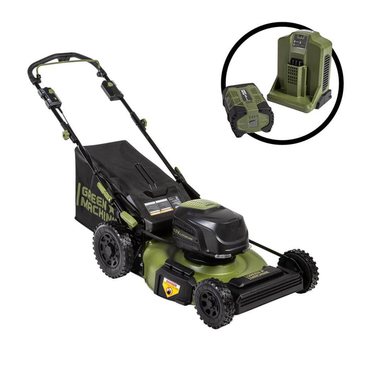 Green Machine 62V Brushless 22 in. Electric Cordless Battery Self- Propelled Lawn Mower with 2 4.0 Ah Batteries and Charger
