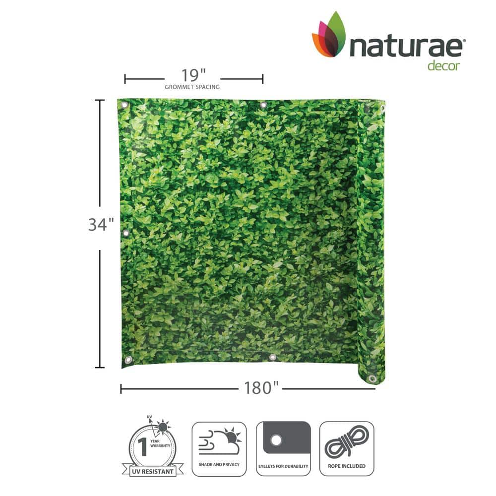 NATURAE DECOR 2.8 ft PRIVACY BALCONY 34" x 180" SCREEN FOLIAGE PRINT