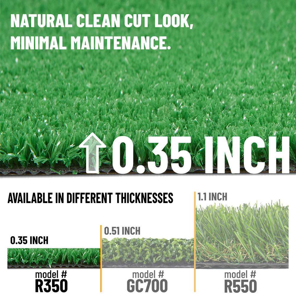 Ottomanson Garden Grass Collection 7 ft. x 9 ft. Green Artificial Grass Rug