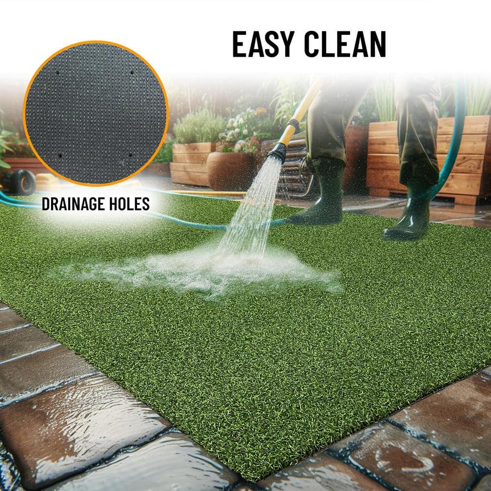 Ottomanson Golf Putting Green Waterproof Solid Indoor/Outdoor 3 ft. x 2 ft. . (3' X 2') Green Artificial Grass Runner Rug