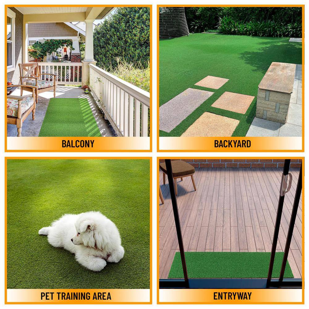 Ottomanson Golf Putting Green Waterproof Solid Indoor/Outdoor 3 ft. x 2 ft. . (3' X 2') Green Artificial Grass Runner Rug